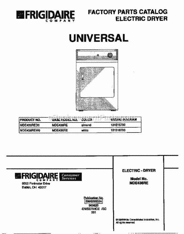 Frigidaire MDE436RED0 Frg(V1) / Electric Dryer Page C Diagram