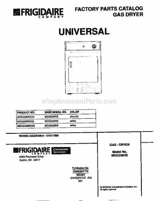 Frigidaire MDG336RES0 Frg(V2) / Gas Dryer Page D Diagram