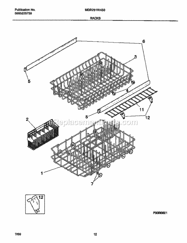 Frigidaire MDR251RHS0 Frg(V0) / Dishwasher Rack Diagram