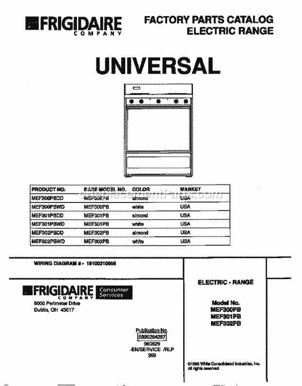 Frigidaire MEF300PBWD Kel(V14) / Electric Range Page C Diagram