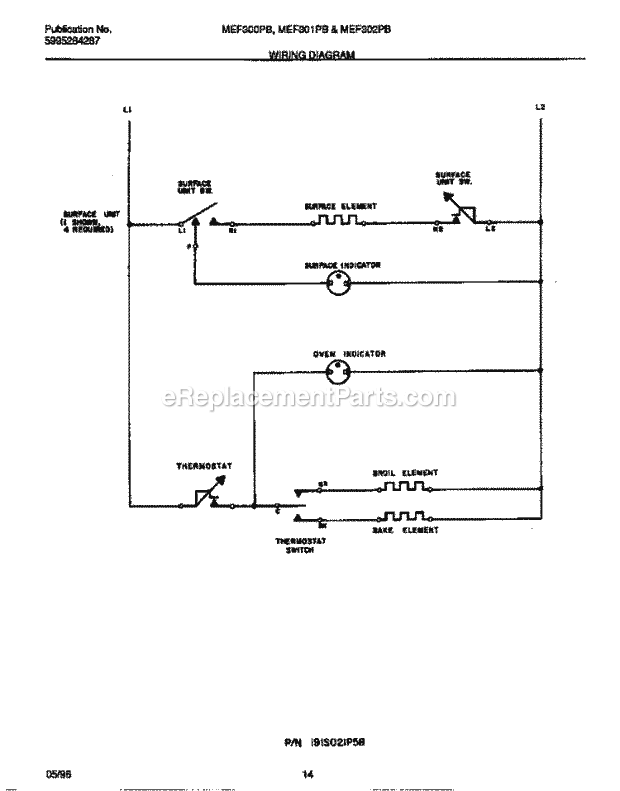 Frigidaire MEF300PBWD Kel(V14) / Electric Range Page F Diagram