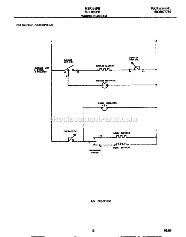 Frigidaire MEF302PBWF Frg(V4) / Electric Range Page F Diagram