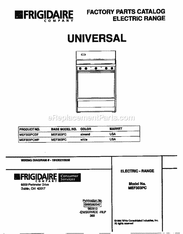 Frigidaire MEF303PCWF Frg(V2) / Electric Range Page C Diagram