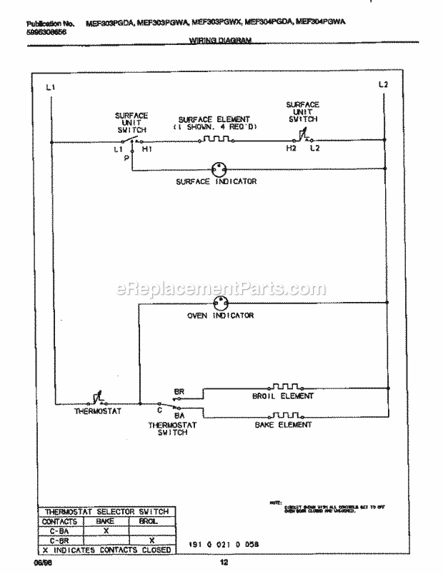 Frigidaire MEF304PGDA Kel(V14) / Electric Range Page F Diagram