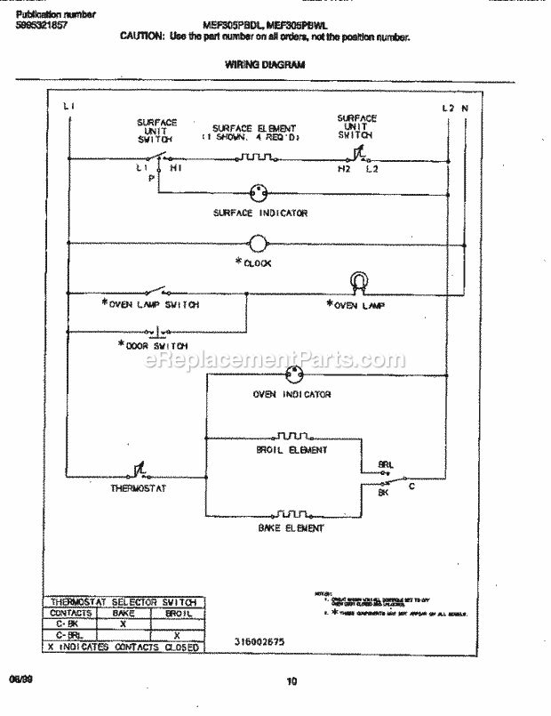 Frigidaire MEF305PBWL Freestanding, Electric Universal/Elec Range Page F Diagram