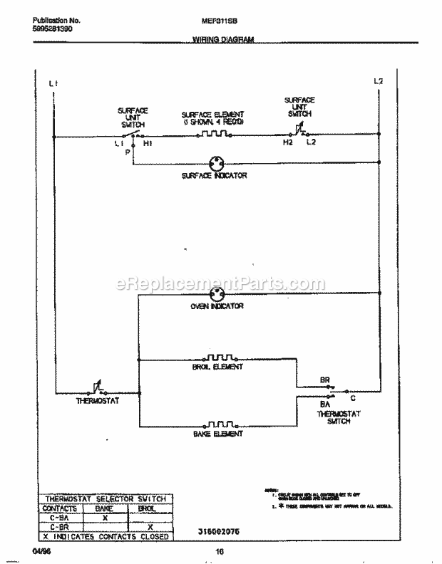 Frigidaire MEF311SBDE Frg(V1) / Electric Range Page F Diagram