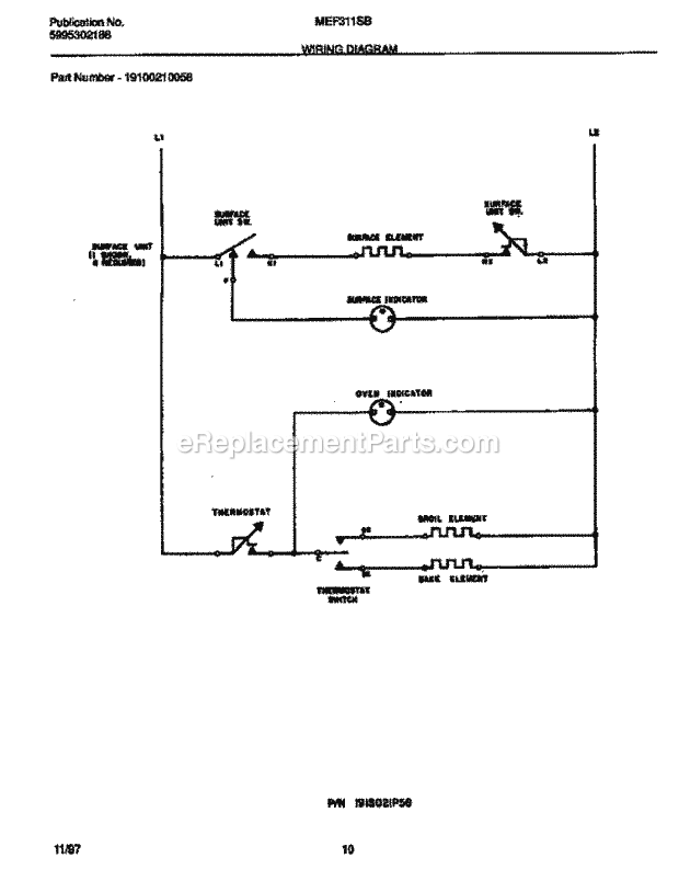 Frigidaire MEF311SBDH Frg(V1) / Electric Range Page F Diagram
