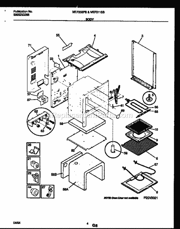 Frigidaire MEF311SBWA Frg(V3) / Electric Range Body Parts Diagram