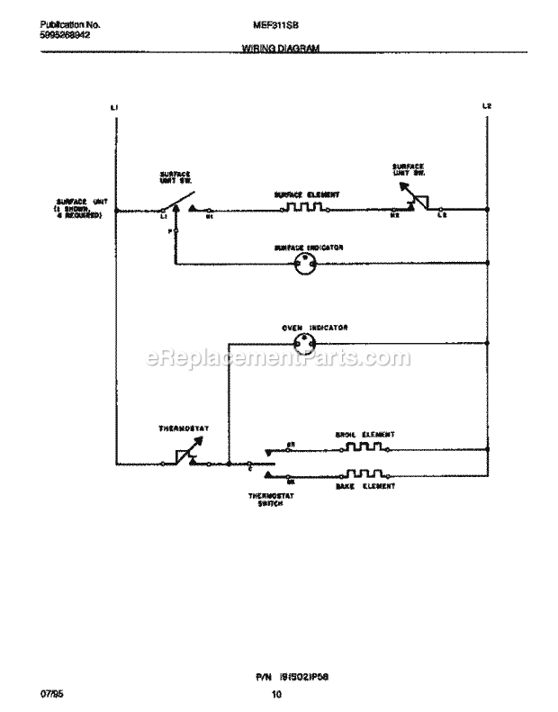 Frigidaire MEF311SBWB Frg(V3) / Electric Range Wiring Diagram Diagram