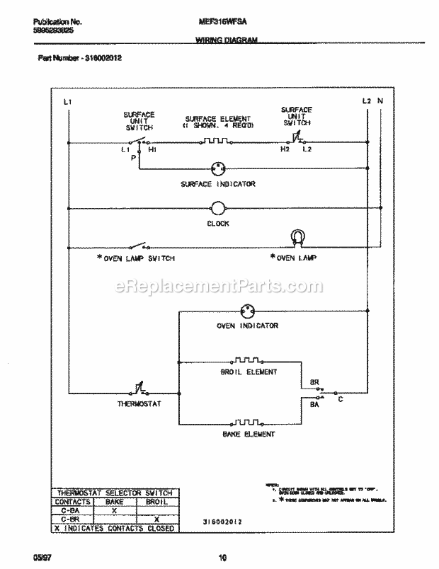 Frigidaire MEF316WFSA Frg(V0) / Electric Range Page F Diagram