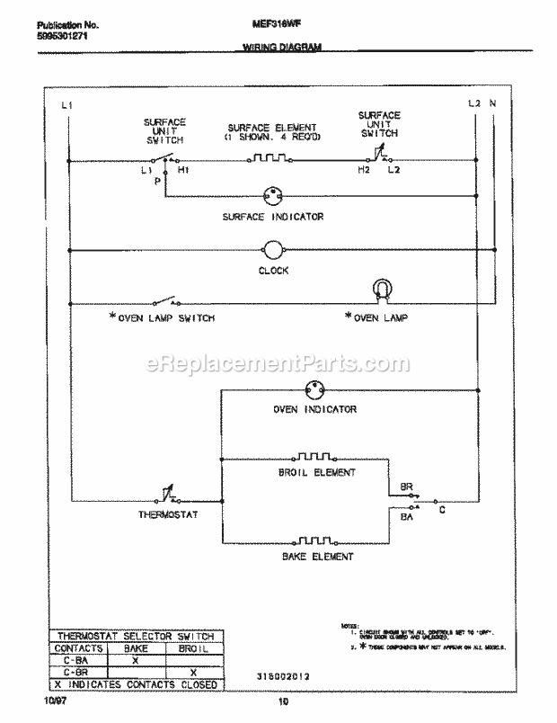 Frigidaire MEF316WFSC Frg(V1) / Electric Range Page F Diagram