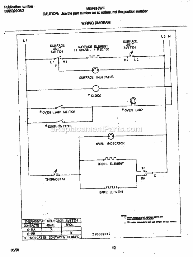 Frigidaire MEF316WFTD Frg(V4) / Electric Range Page G Diagram