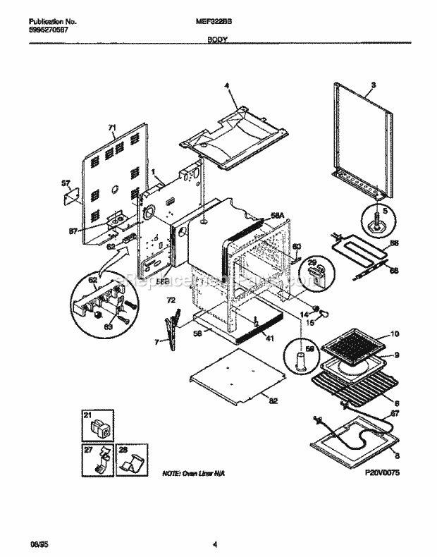 Frigidaire MEF322BBWD Frg(V2) / Electric Range Body Diagram