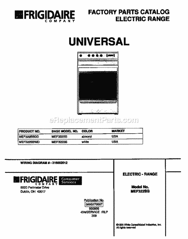 Frigidaire MEF322BBWD Frg(V2) / Electric Range Page C Diagram