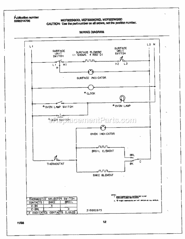Frigidaire MEF322BGDD Frg(V1) / Electric Range Page F Diagram