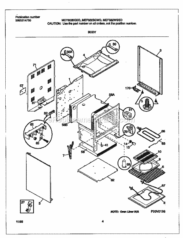 Frigidaire MEF322BGWD Frg(V2) / Electric Range Body Diagram