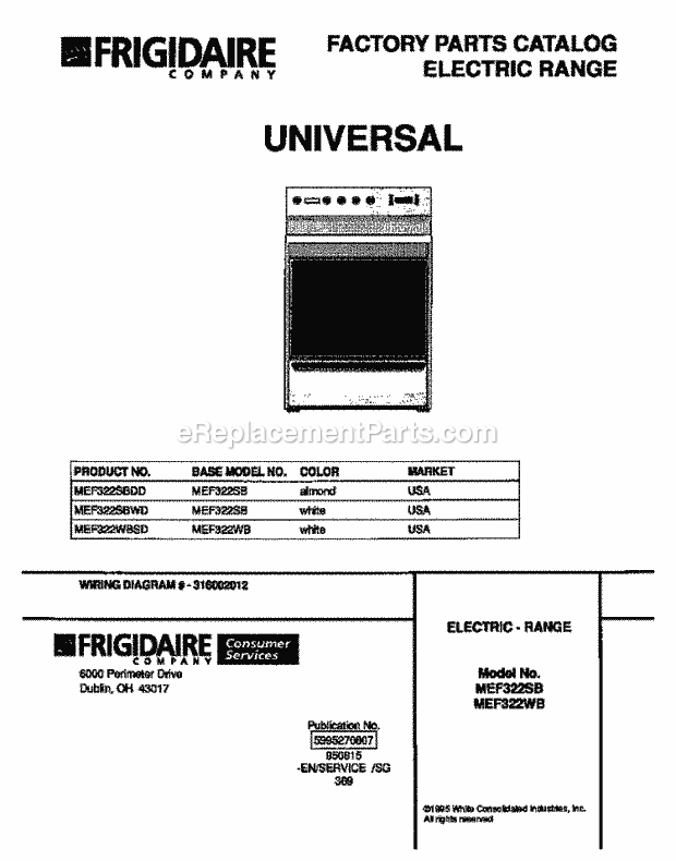 Frigidaire MEF322SBDD Frg(V1) / Electric Range Page C Diagram