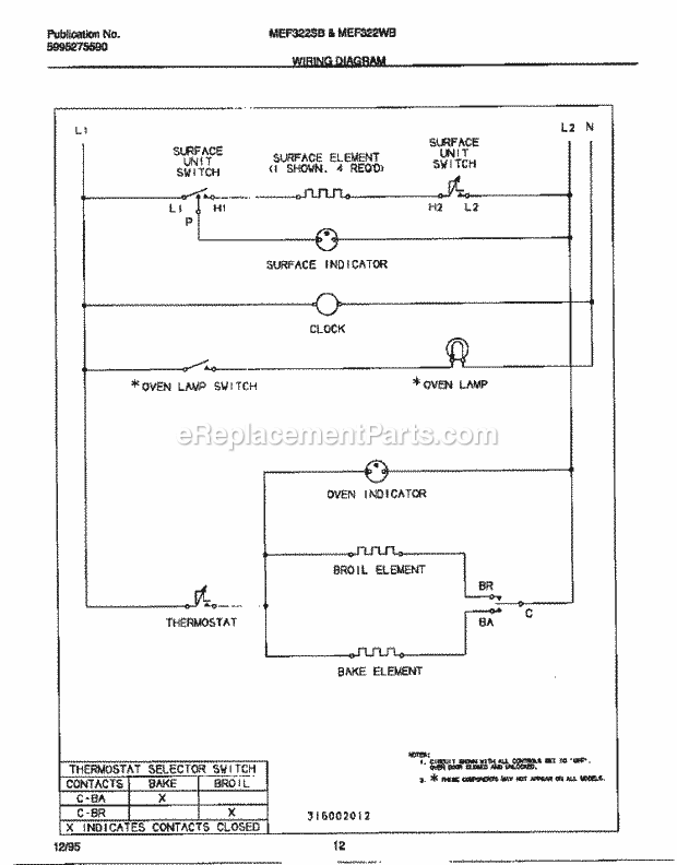 Frigidaire MEF322SBWE Frg(V2) / Electric Range Page F Diagram