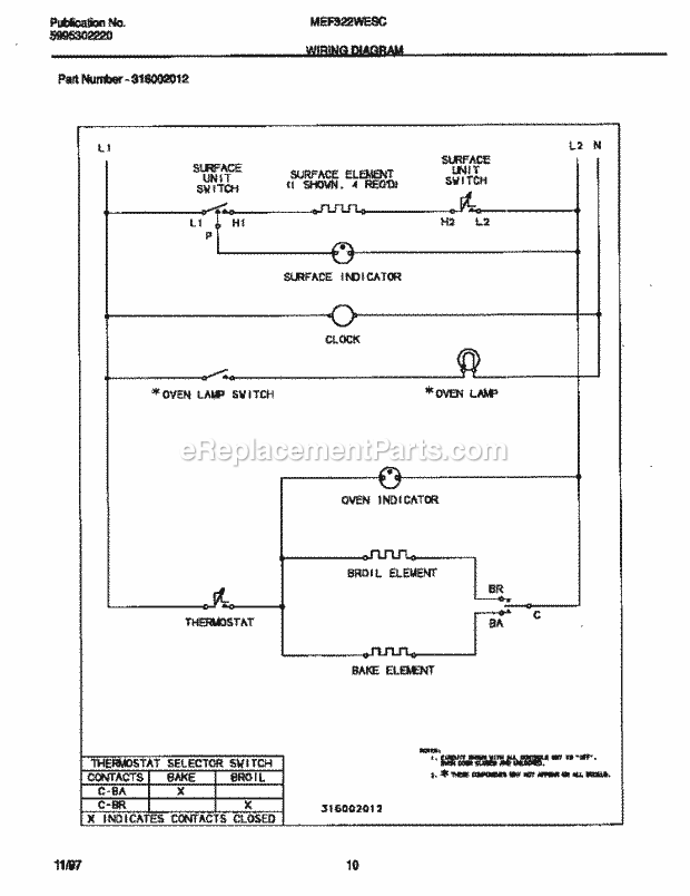 Frigidaire MEF322WESC Frg(V0) / Electric Range Page F Diagram