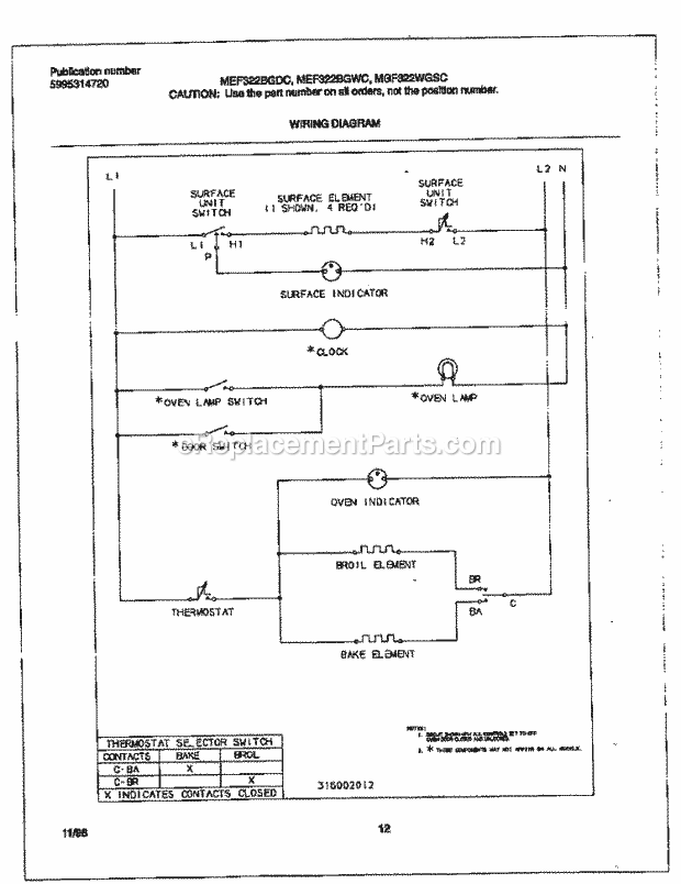 Frigidaire MEF322WGSC Tap(V12) / Electric Range Page F Diagram