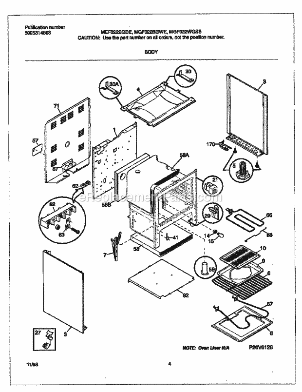 Frigidaire MEF322WGSE Frg(V3) / Electric Range Body Diagram