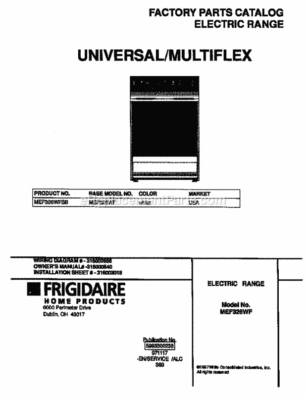 Frigidaire MEF326WFSB Frg(V0) / Electric Range Page C Diagram