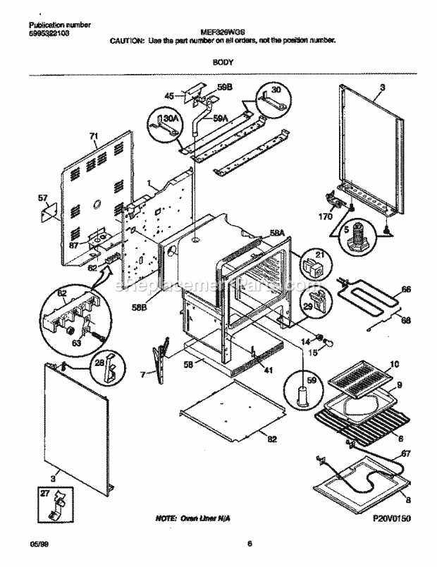 Frigidaire MEF326WGSD Freestanding, Electric Electric Range Body Diagram