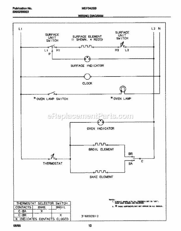 Frigidaire MEF342BBDB Frg(V1) / Electric Range Wiring Diagram Diagram