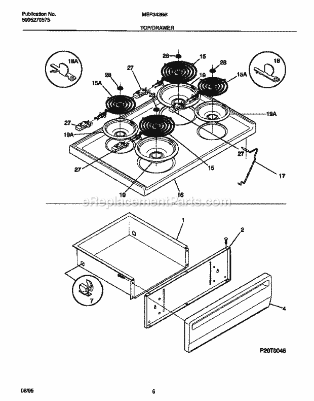 Frigidaire MEF342BBDD Frg(V1) / Electric Range Top / Drawer Diagram