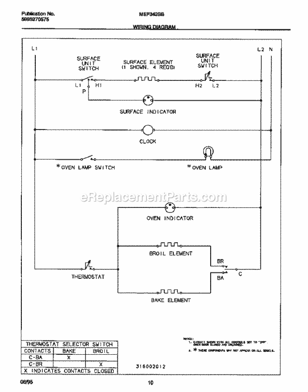 Frigidaire MEF342BBDD Frg(V1) / Electric Range Wiring Diagram Diagram
