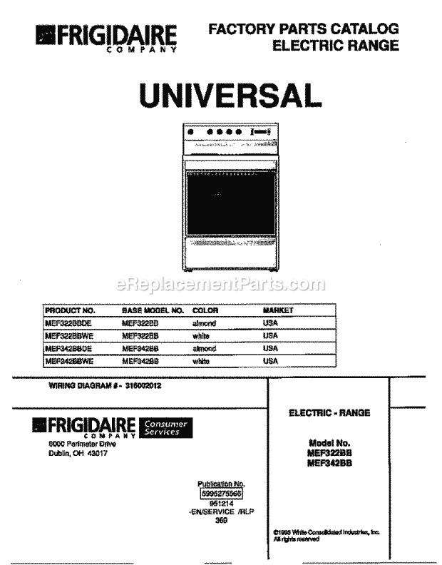 Frigidaire MEF342BBWE Frg(V4) / Electric Range Page C Diagram