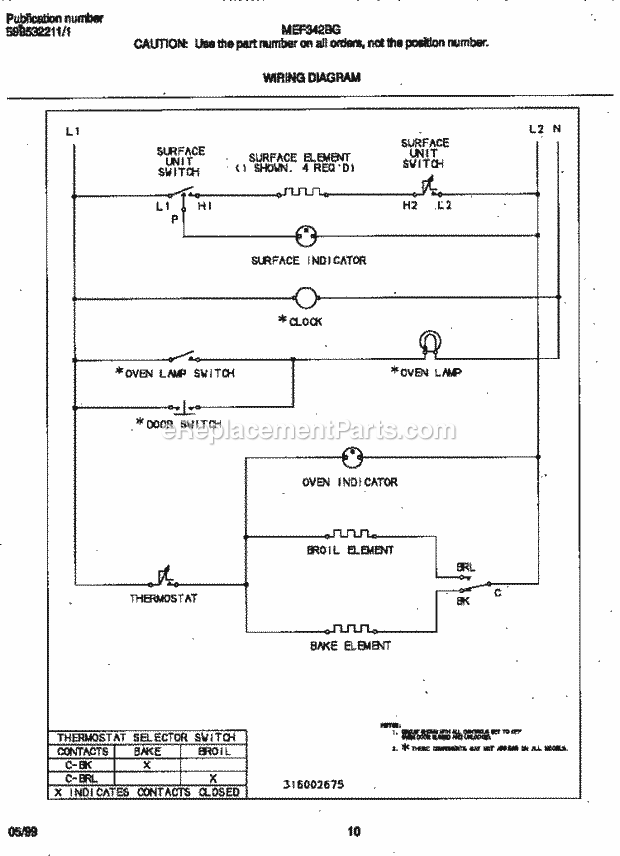 Frigidaire MEF342BGWC Freestanding, Electric Frigidaire/Elec Range Page F Diagram