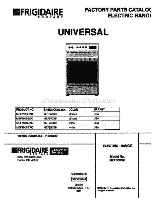 Frigidaire MEF350SBDB Frg(V1) / Electric Range Page C Diagram