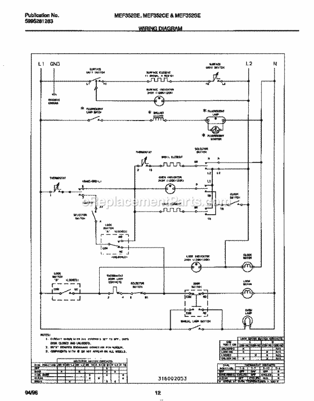 Frigidaire MEF352SEDA Frg(V4) / Electric Range Page F Diagram