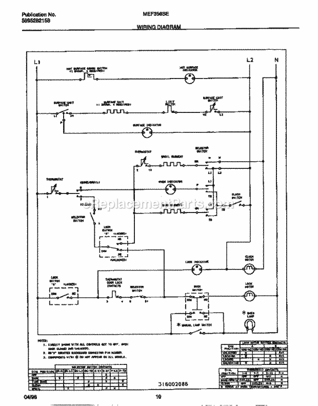Frigidaire MEF356SEWA Frg(V0) / Electric Range Page F Diagram