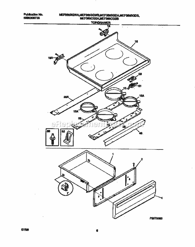 Frigidaire MEF365BGWB Gib(V10) / Electric Range Top / Drawer Diagram