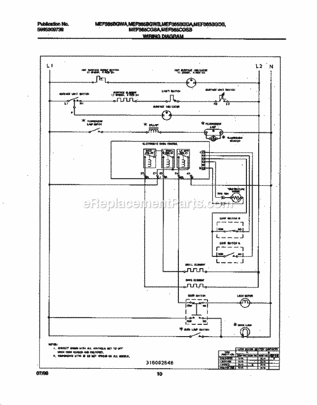 Frigidaire MEF365BGWB Gib(V10) / Electric Range Page F Diagram