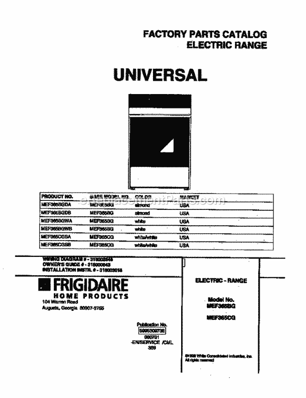 Frigidaire MEF365CGSA Gib(V11) / Electric Range Page C Diagram