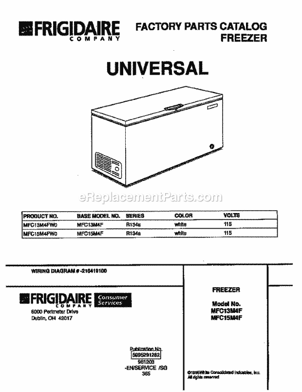 Frigidaire MFC13M4FW0 Frg(V1) / Freezer Page B Diagram