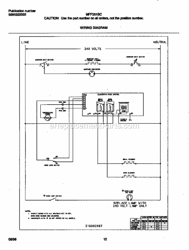 Frigidaire MFF351BCWC Electric Universal/Electric Range Page F Diagram