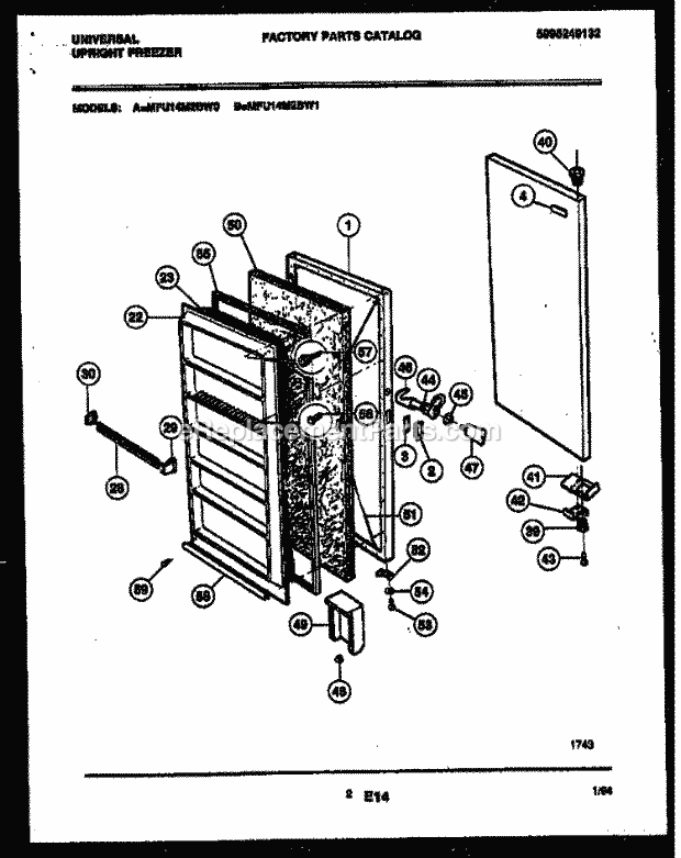 Frigidaire MFU14M2BW1 Tap(V8) / Upright Freezer Door Parts Diagram