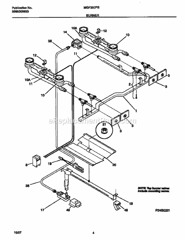 Frigidaire MGF300PBDG Frg(V2) / Gas Range Burner Diagram