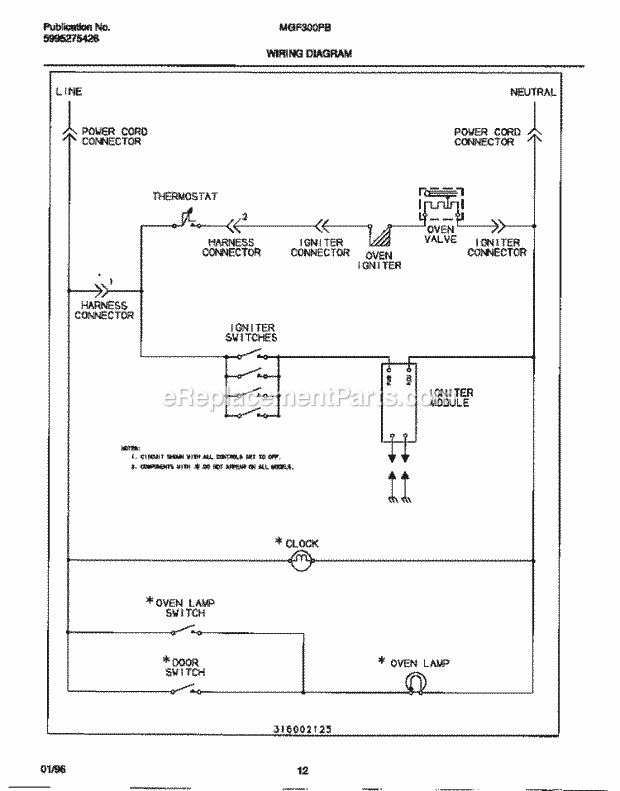 Frigidaire MGF300PBWD Frg(V2) / Gas Range Page G Diagram