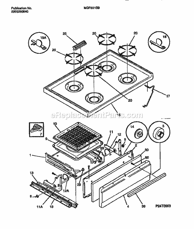 Frigidaire MGF301SBDA Frg(V1) / Gas Range Top / Drawer Diagram