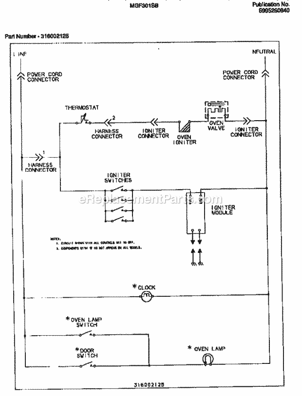 Frigidaire MGF301SBDA Frg(V1) / Gas Range Page G Diagram