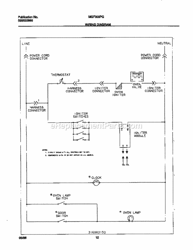 Frigidaire MGF303PGDA Frg(V1) / Gas Range Page G Diagram