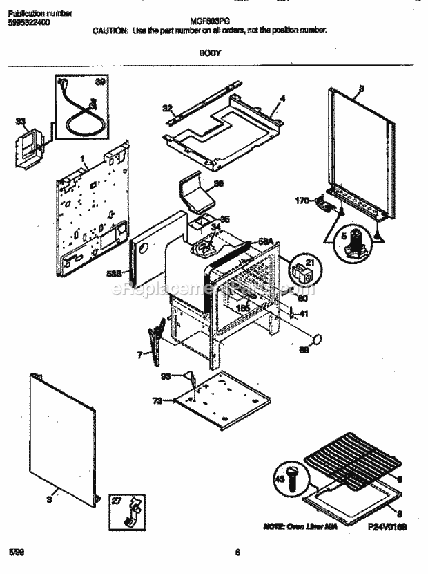 Frigidaire MGF303PGDD Freestanding, Gas Universal/Gas Range Body Diagram