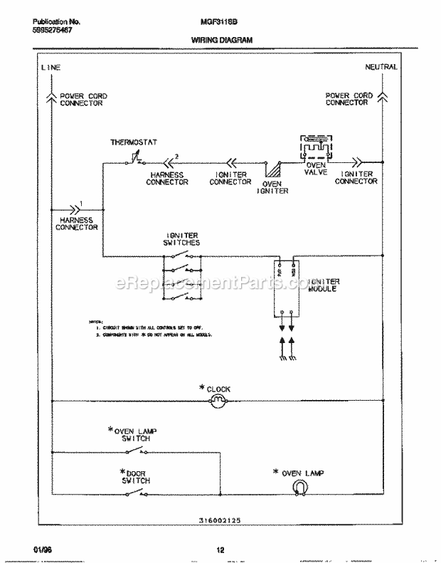 Frigidaire MGF311SBDC Frg(V1) / Gas Range Page G Diagram
