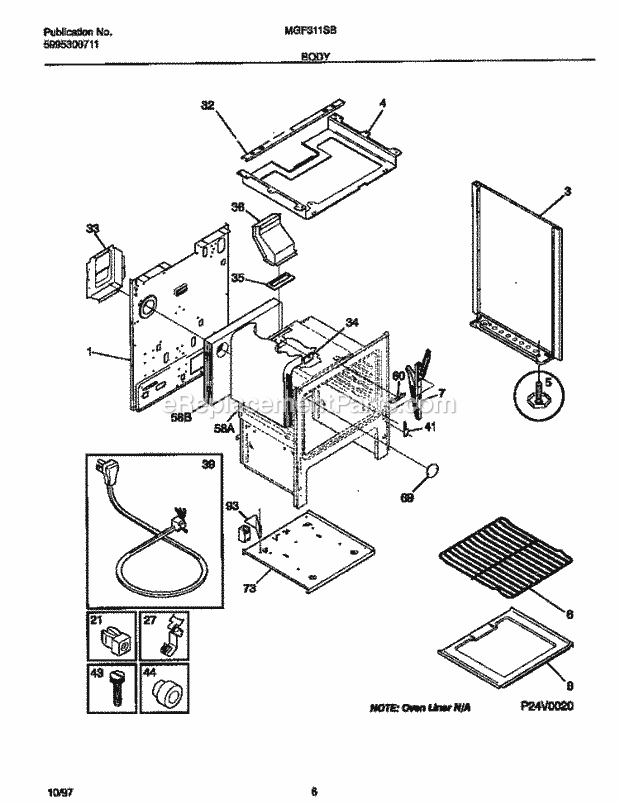 Frigidaire MGF311SBDE Frg(V1) / Gas Range Body Diagram