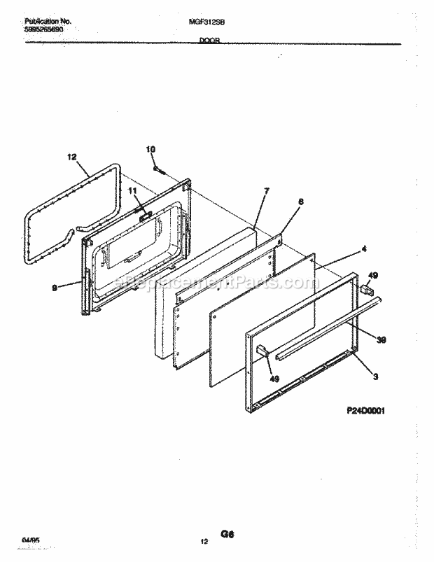 Frigidaire MGF312SBDB Door Diagram